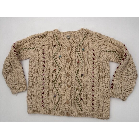 Vintage 1960s made in Italy Robinson's  California Wool Sweater Cardigan Flowers - Picture 12 of 12